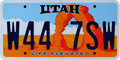 UT license plate W447SW