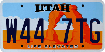 UT license plate W447TG
