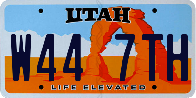UT license plate W447TH