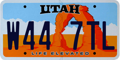 UT license plate W447TL