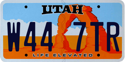 UT license plate W447TR