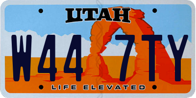 UT license plate W447TY