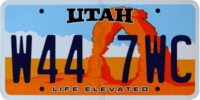 UT license plate W447WC