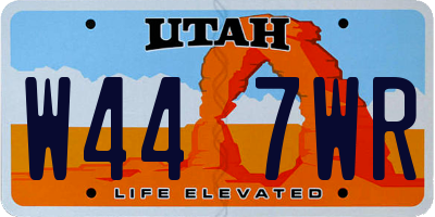 UT license plate W447WR