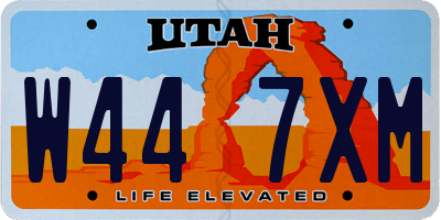 UT license plate W447XM