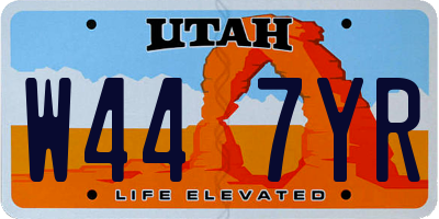 UT license plate W447YR