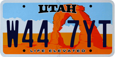 UT license plate W447YT