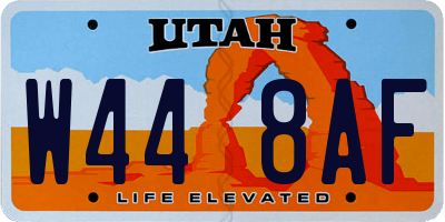 UT license plate W448AF