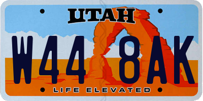 UT license plate W448AK