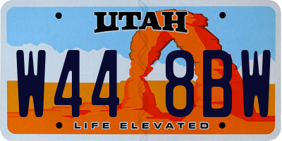 UT license plate W448BW