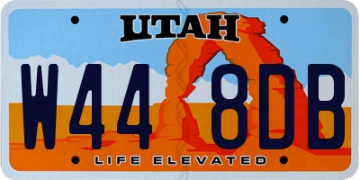 UT license plate W448DB