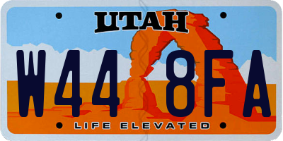 UT license plate W448FA