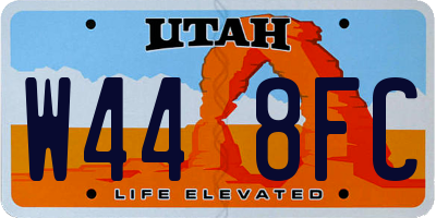 UT license plate W448FC