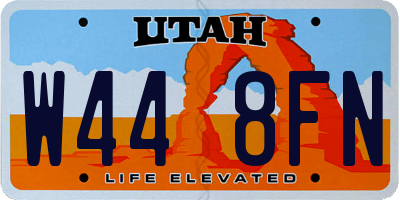 UT license plate W448FN