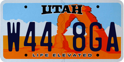 UT license plate W448GA