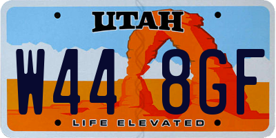 UT license plate W448GF