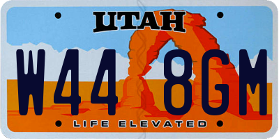 UT license plate W448GM