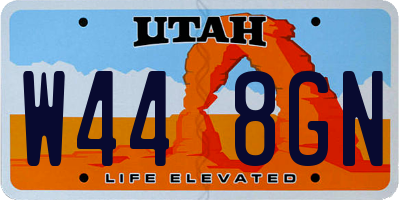 UT license plate W448GN
