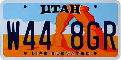 UT license plate W448GR