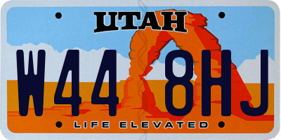 UT license plate W448HJ