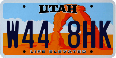 UT license plate W448HK