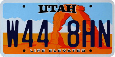 UT license plate W448HN