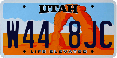 UT license plate W448JC