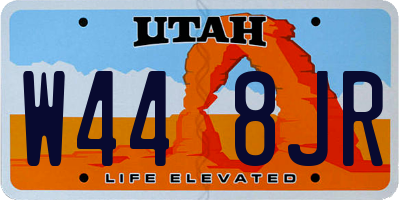 UT license plate W448JR