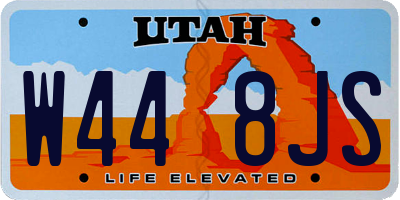 UT license plate W448JS