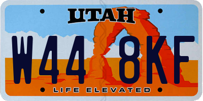 UT license plate W448KF
