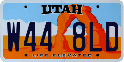 UT license plate W448LD