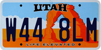 UT license plate W448LM