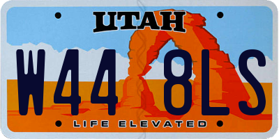 UT license plate W448LS