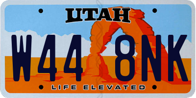 UT license plate W448NK