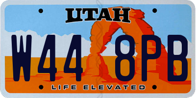 UT license plate W448PB