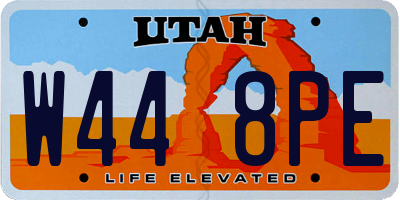 UT license plate W448PE
