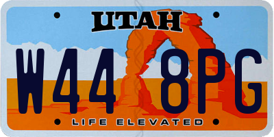UT license plate W448PG