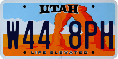 UT license plate W448PH