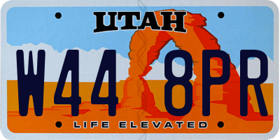 UT license plate W448PR