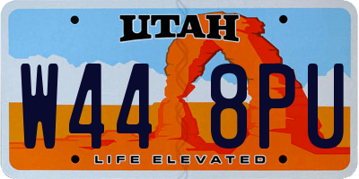 UT license plate W448PU