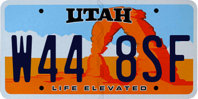 UT license plate W448SF