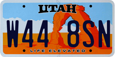 UT license plate W448SN