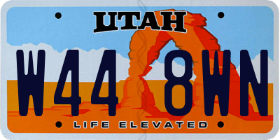 UT license plate W448WN