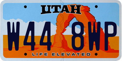 UT license plate W448WP