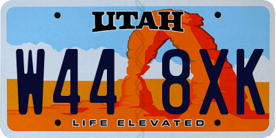 UT license plate W448XK