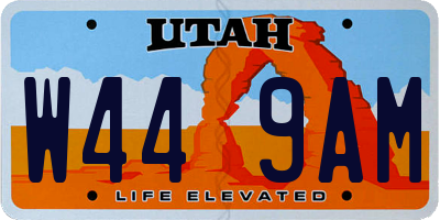 UT license plate W449AM