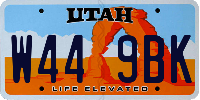 UT license plate W449BK