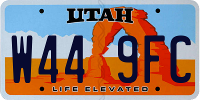 UT license plate W449FC