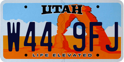 UT license plate W449FJ