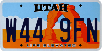 UT license plate W449FN